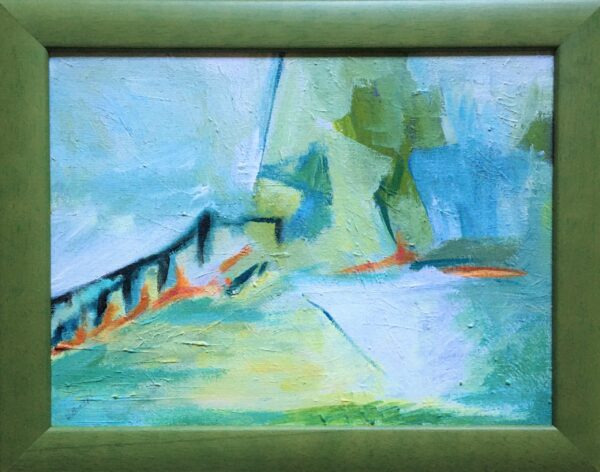 Abstract painting of fence