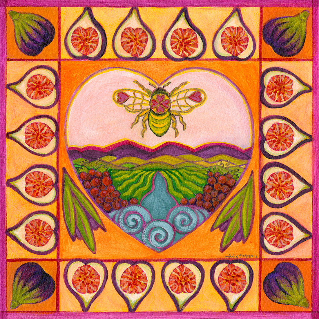 Bee and figs colorful