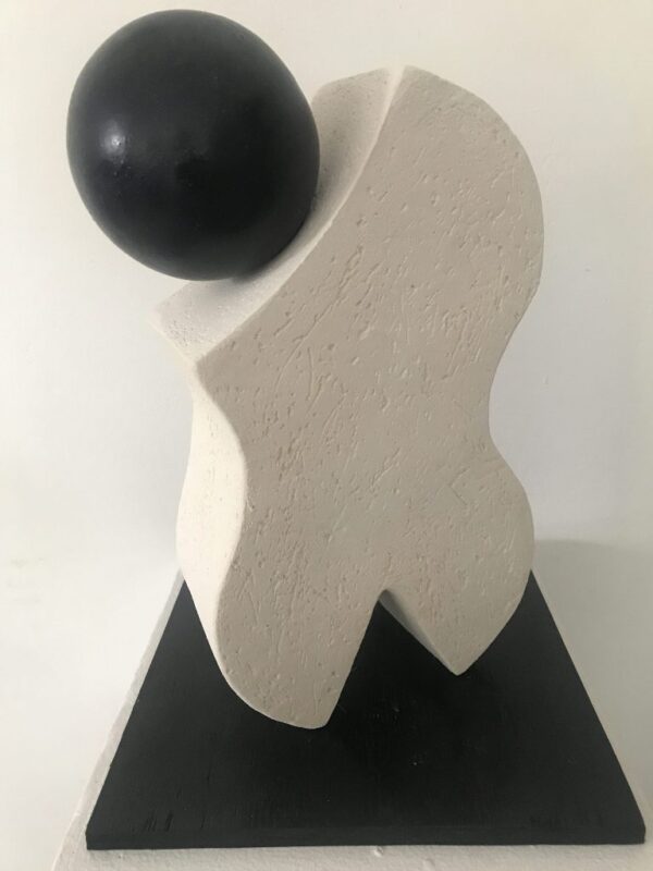 Joel Bennet Counterpose- “To place in opposition or contrast”. Stoneware Ceramic Sculpture black and white
