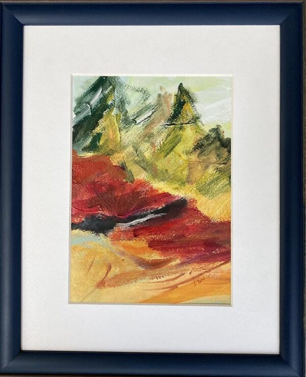 Bonnie Boren abstract painting of Red Rock mountain