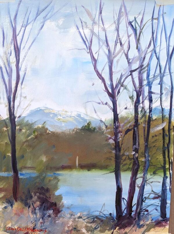 Donna DeLaBriandais landscape oil painting of Laguna de Santa Rosa during the winter