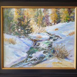 David Harris oil painting winter snow scene in the Sierras