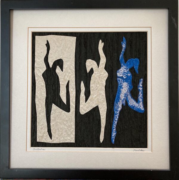 Marinka Solman black, beige, blue collage of thre ballerinas