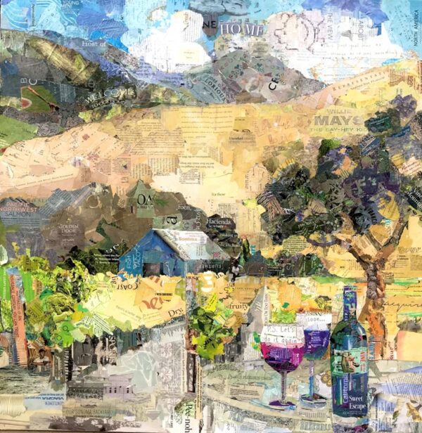 Jamie Pavlich-Walker 2-D collage of Sonoma scene