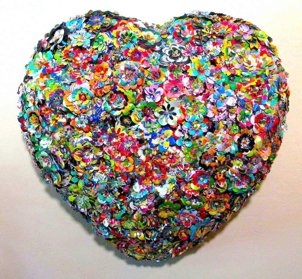 Pavese-Erinn-2024 Erinn Pavese's colorful heart made from upcycled aluminum cans