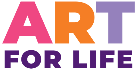 afl-2025-logo-purple-480 Art for Life logo - text in pink, orange, lavender and purple