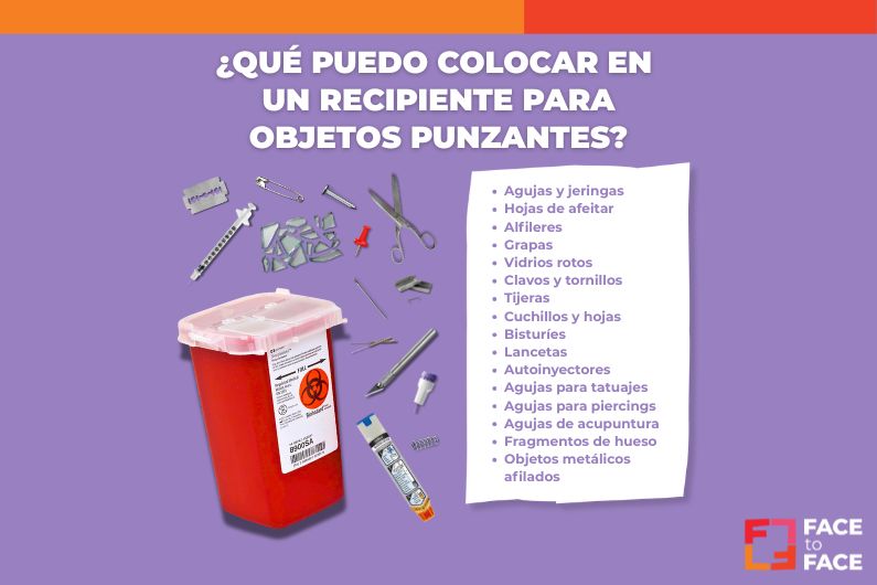 ¿Qué puedo poner en un contenedor de objetos punzantes?