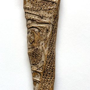 Margaret Bolt ceramic wall piece - cloaked human figure in browns and golds