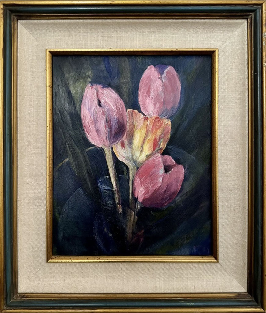 Kathryn Hainke's oil painting of pink tulips