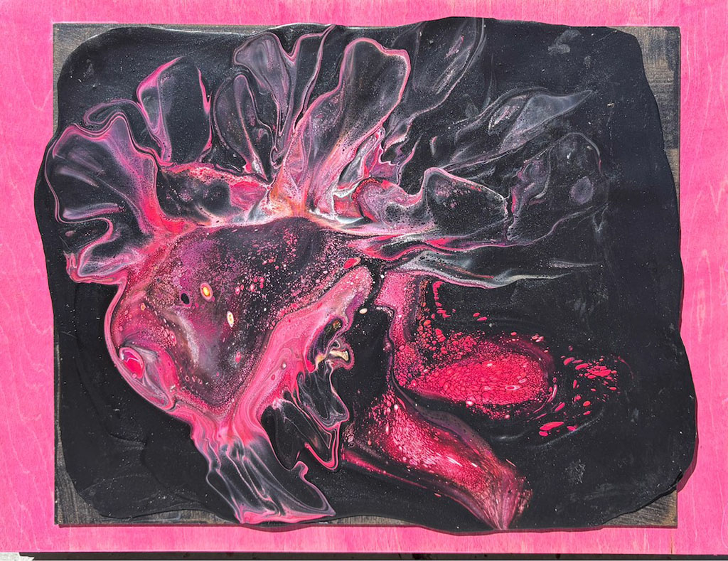 Sue Kearney's abstract image of a fish face in all pinks