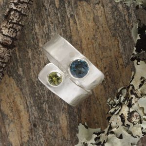 Andrea Pellicani's London topaz and peridot ring in reclaimed sterling silver. Size 7.5