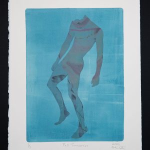 Howard Rubin's monotype print photocollage of male figure in shades of blue
