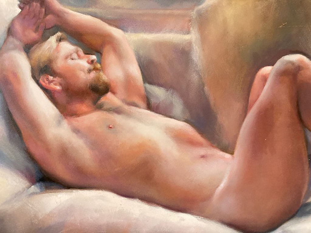 James Zimmerman's oil painting of reclining, sleeping male