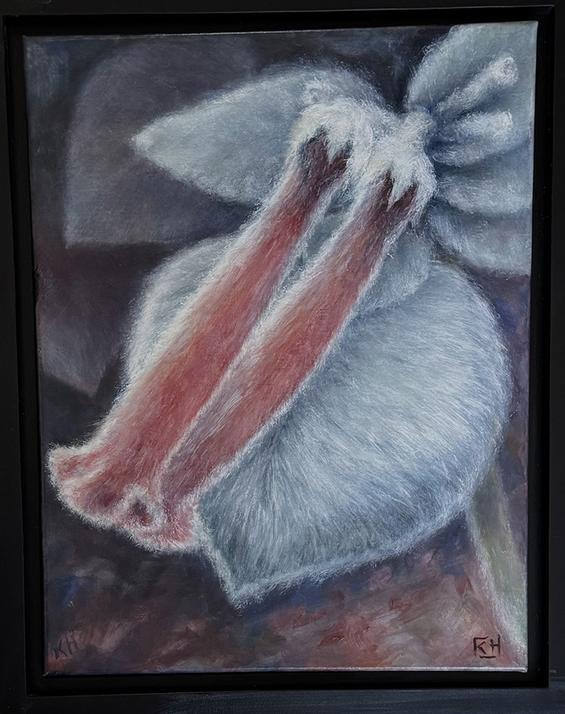 Kathryn Hainke's soft painting of the inside view of a white flower with pink stamen